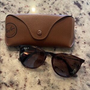 Ray-Ban Tortoise Shell Sunglasses with Tan Case